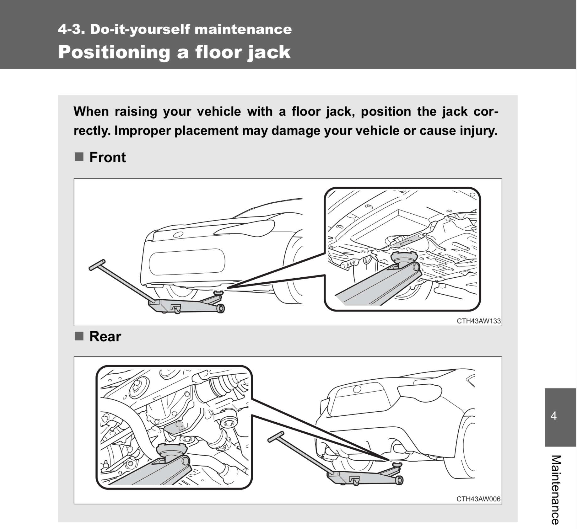 Jacking points for floor jack or lift, Page 4